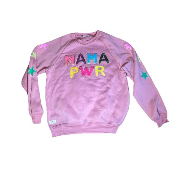 Simply Southern Mama Power Crew Neck Sweatshirt Medium Puff Letter Sequin - Picture 2 of 7